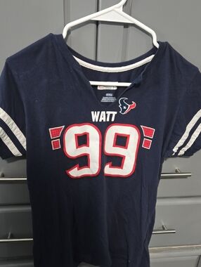 MNFL Womens Navy Houston Texans '99 Watt Tee with White & Red Accents